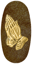 DASOV 516 GD SH BR Gold Praying Hands Shimmer Brown Background